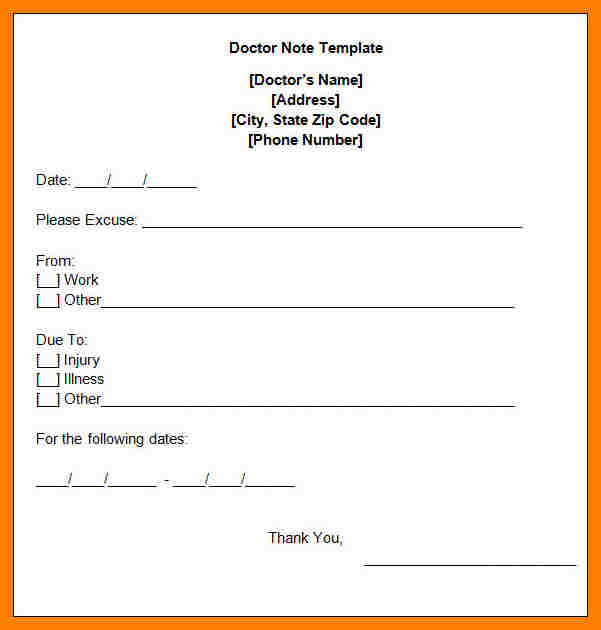 doctor excuse template for work template business