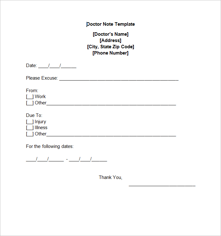 doctor note template