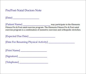 doctors excuse for work from hospital post natal doctors note