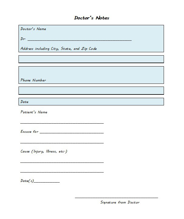 doctors note template