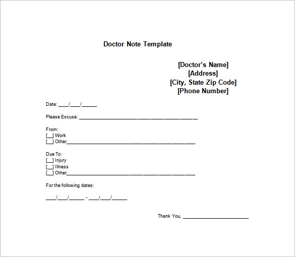 doctors note template