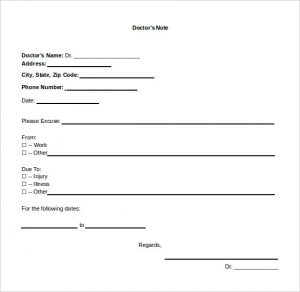 doctors notes for missing work free download doctors note template sample