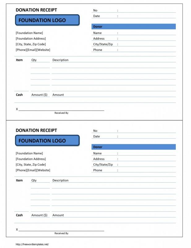 donation receipt template