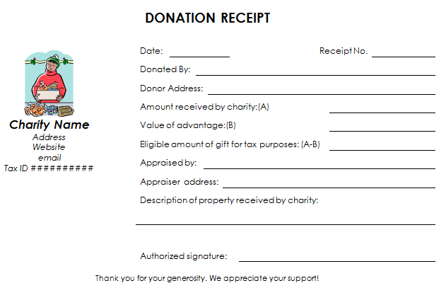 donation receipt template