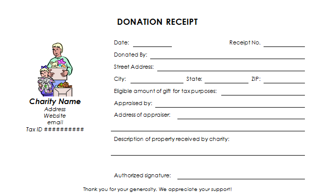 donation receipt template