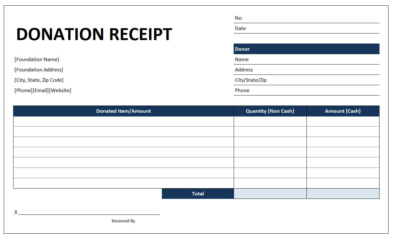 donation receipt template