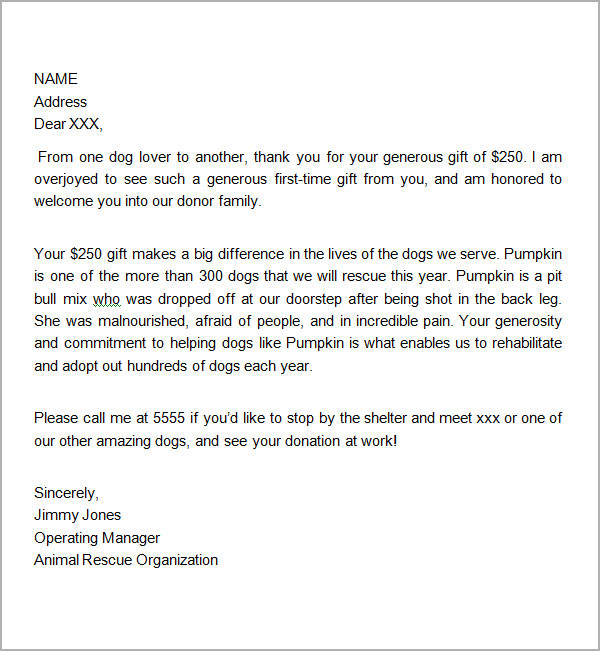 donation thank you letter