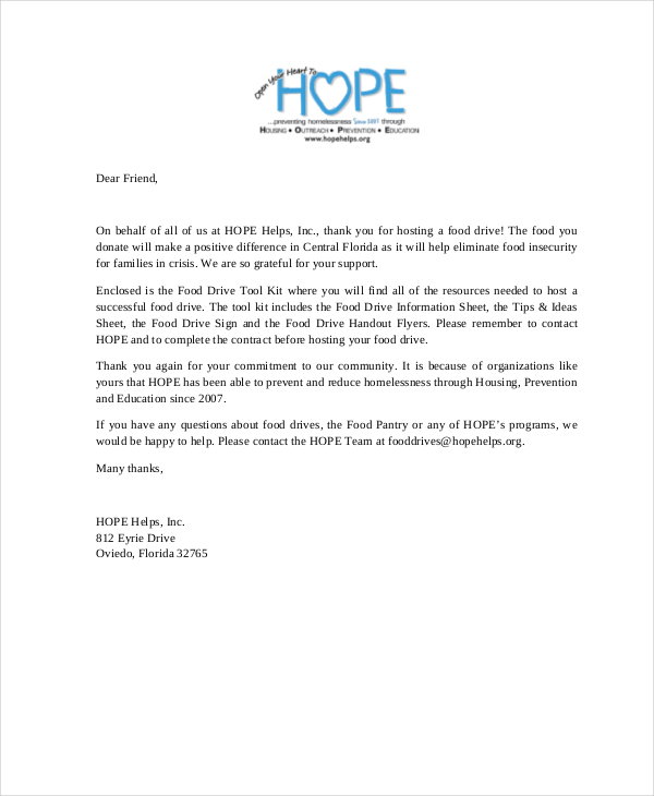 donor thank you letter