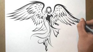 drawing of angels drawing pictures of angels how to draw an angel tribal tattoo design style youtube