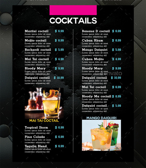 drink menu design