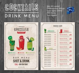 drink menu design drinks menu template