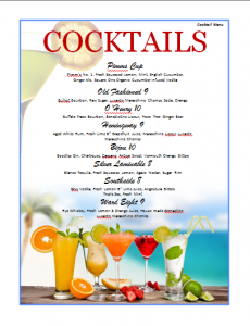 drink menu template cocktails menu template