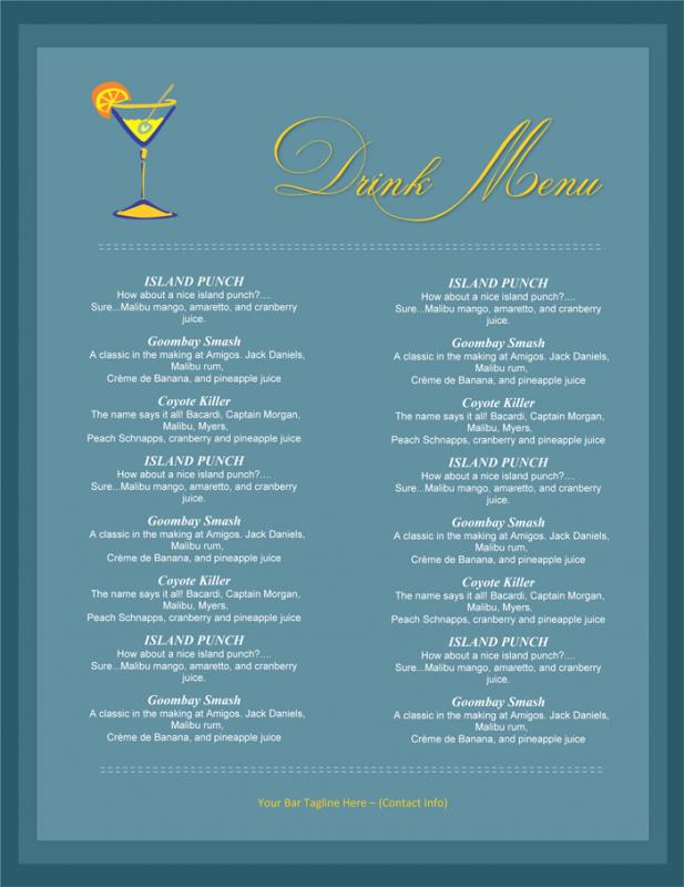 drink menu template