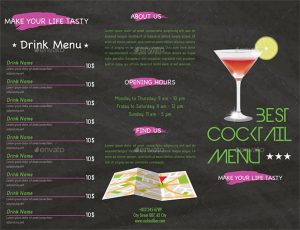 drink menu template trifold cocktail menu template