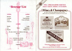 drinks menu template trans world airlines menu beverage