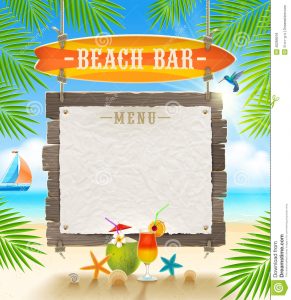 drinks menu template tropical beach bar signboard surfboard paper banner menu summer holidays design