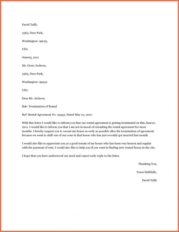 Early Lease Termination Letter | Template Business