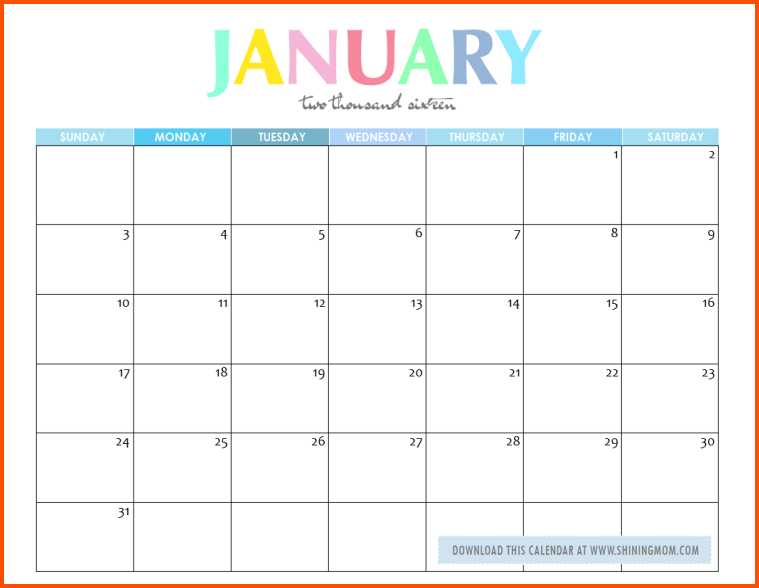 editable calendar template