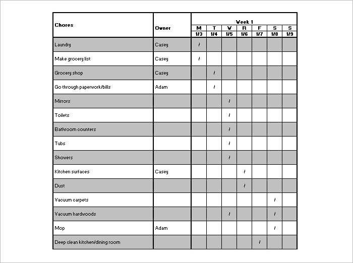 editable cleaning schedule template