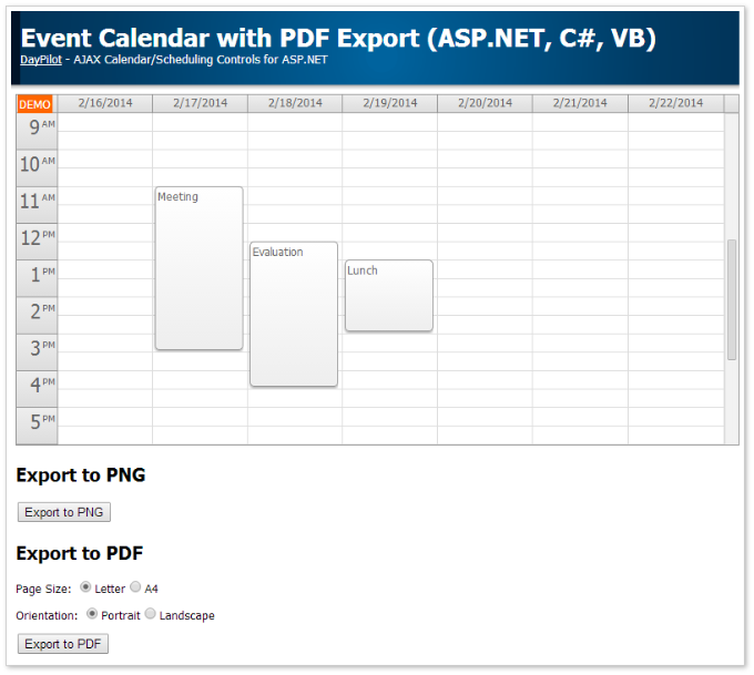 editable weekly calendar