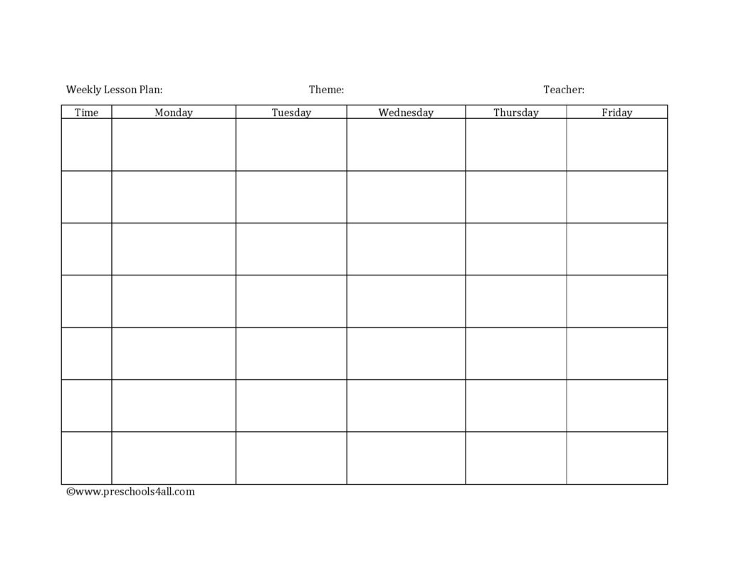 editable weekly lesson plan template