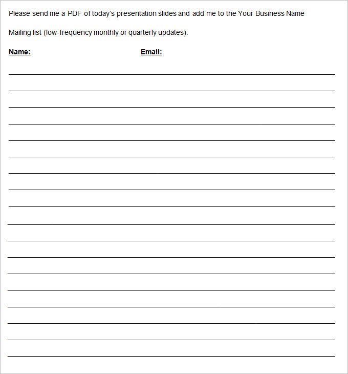 email sign up sheet