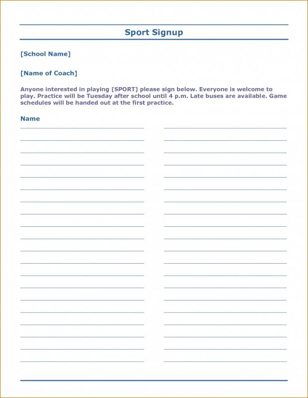 email sign up sheet