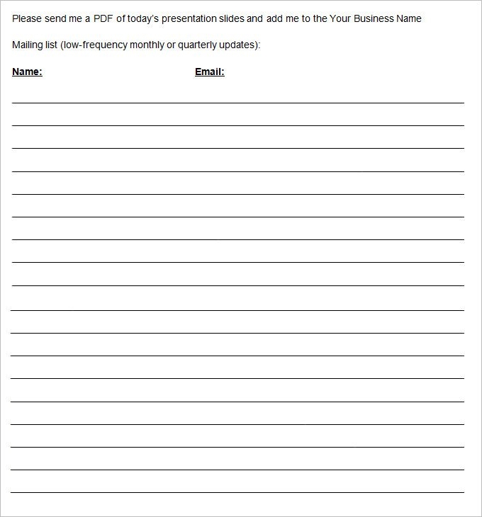 email sign up sheet