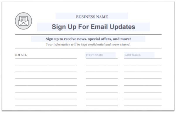 email sign up sheet template