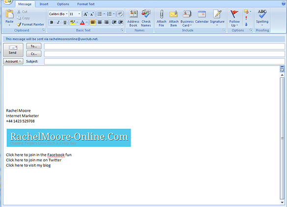 microsoft outlook signature in email