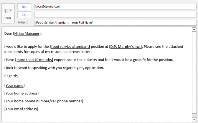 Email To Apply For A Job Template Business