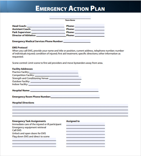 emergency action plan template