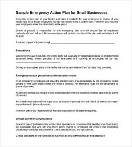 emergency action plans examples emergency action plan template word