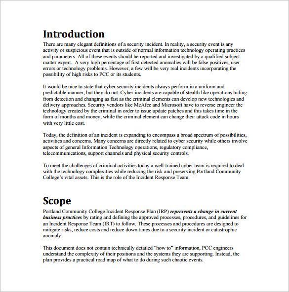 emergency response plan template