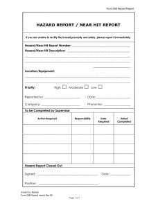 employee accident report form hazard report