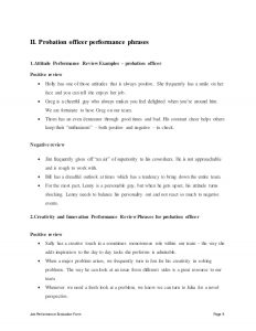 employee agreement template probation officer performance appraisal