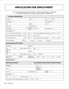 employee application template generic job application template