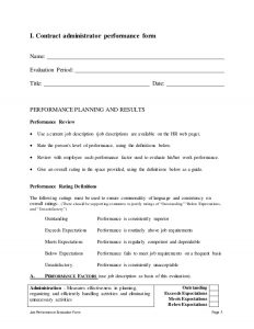 employee contract template contract administrator performance appraisal