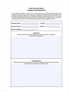 employee counseling form hr employee counseling form