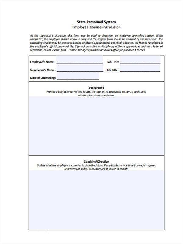 Printable Free Counseling Forms Templates