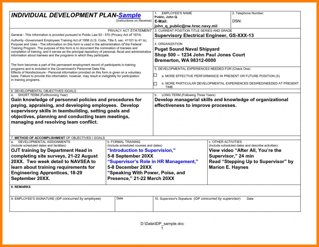 Employee Development Plan Template