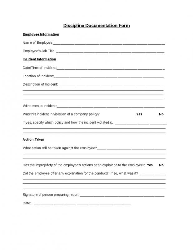 employee discipline form