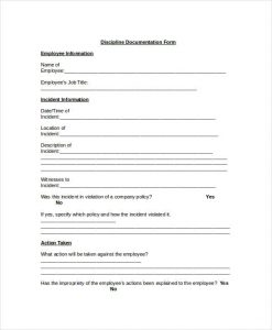 employee discipline form employee discipline documentation form