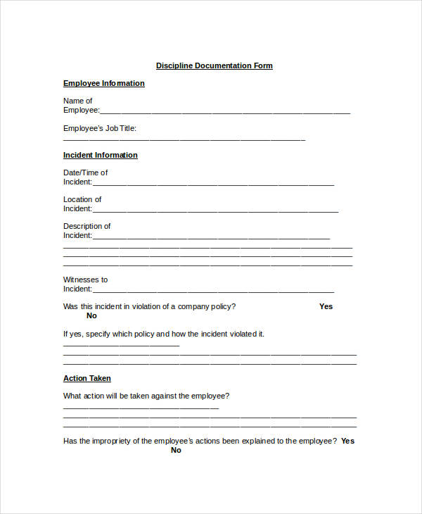 employee discipline form