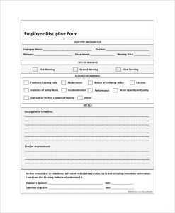 employee discipline form employee discipline form