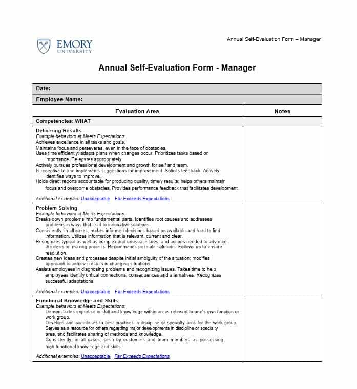 employee evaluation samples