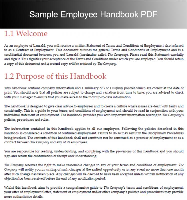 Employee Handbook Examples Template Business