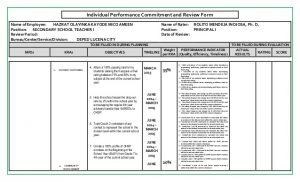 employee improvement plan sample ipcrf rpms hush final rechecked