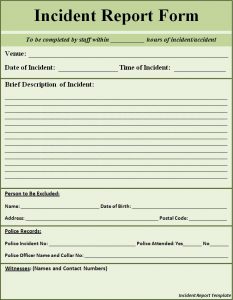 employee incident report employee incident report template