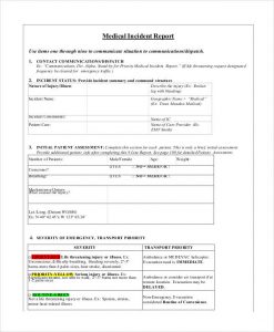 employee incident reports blank medical incident report template